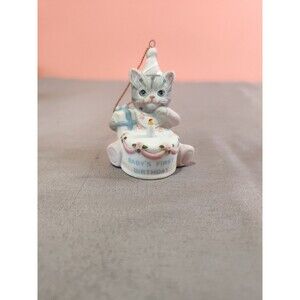 Vintage Kitty Cucumber Baby's First Birthday Ornament 1989